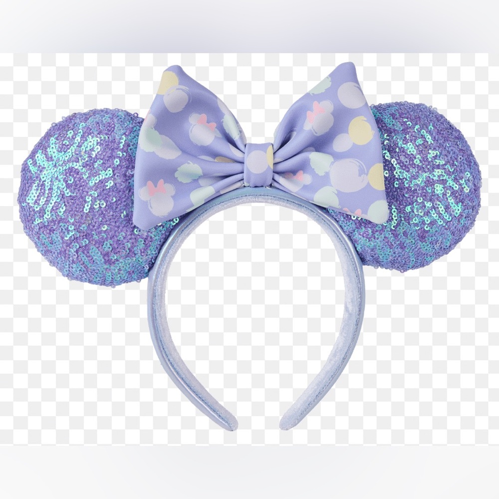Loungefly Lavender Sequin Minnie Mouse Ears With Bow And Dust Bag NWT